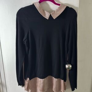Size M dot pink and black sweater blouse combo shirt